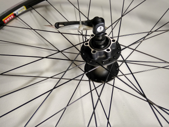 Колесо передн. 700С, DH25, 36H, Shimano HB-M525A, эксц., диск., черно-сереб.