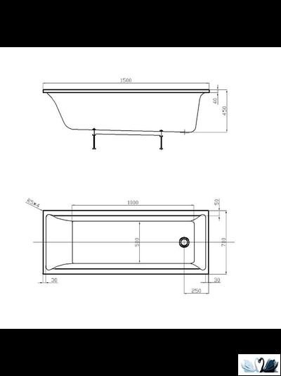 Ванна Aquatek Лайма 150x70 см LAI150-0000001, акриловая, прямоугольной формы