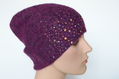 Итальянская шапка Визио со стразами фуксия