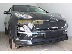 Защита радиатора KIA Sportage IV 2018- black середина PREMIUM