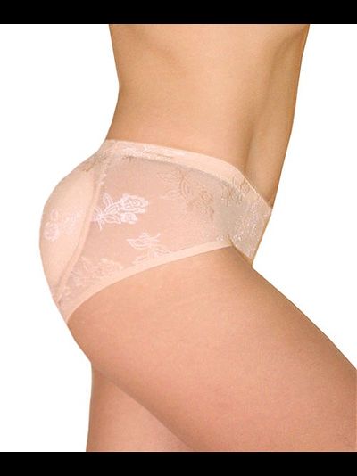 Комплект из двух кружевных трусиков пуш-ап (черный+телесный)