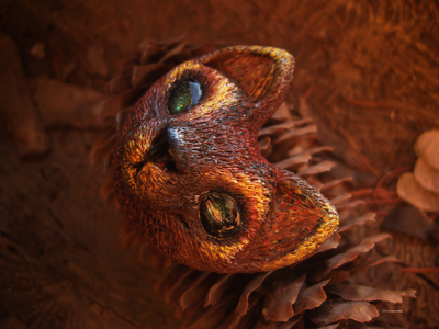 Необычная брошь "Кот-иллюзионист" (миниатюра, 4 см; авангардный стиль)