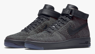 Nike Air Force Mid Flyknite Black (40-45) Арт. 014F