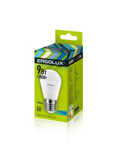 Лампа светодиодная Ergolux LED-G45-9W-E27-4K,Шар 9Вт,E27,4500K 13177