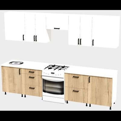 Кухня Эконом 2,4 метра (1200х1200) Цвет: Белый/Дуб Вотан