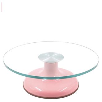 Стеклянный поворотный стол (розовый)