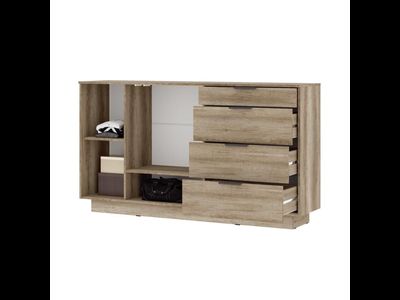 Даллас КМ 02 Комод 4 ящика со стеклом Стенд