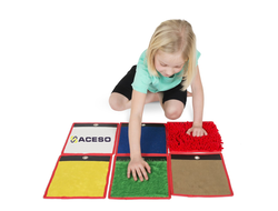 Мини-коврики тактильные - набор из 6 разноцветных и разных по фактуре ковриков, размером 20х25 см