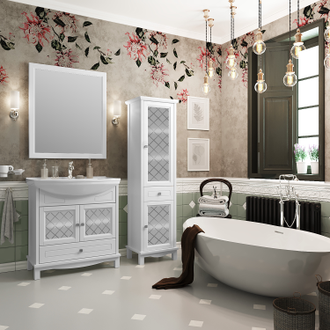 ТУМБА С РАКОВИНОЙ ОМЕГА 75 МАТОВЫЙ БЕЛЫЙ