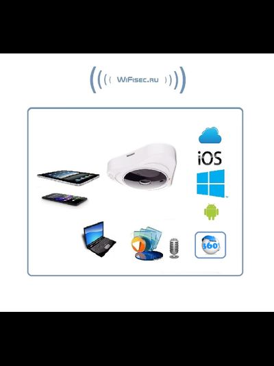 Cobel_SS. Потолочная - настенная WiFi видеокамера панорамная с DVR (fish_YooSee_W),  HD 960P