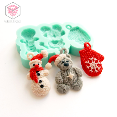 Силиконовый молд "Новогодний с мишкой"