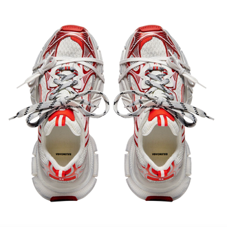 White sneakers with red on sale