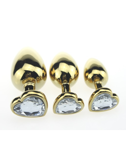 ПРОБКА МЕТАЛЛическая  ЗОЛОТая С СЕРДЕЧКОМ ПРОЗРАЧНЫЙ СТРАЗ 8Х3,5СМ