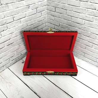 Шкатулка для денег Птица с малиной 180х100 мм деревянная с росписью Хохлома