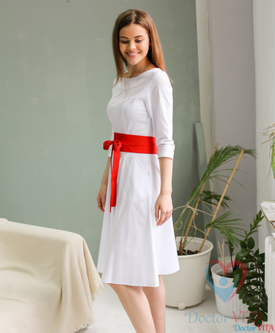 ПЛАТЬЕ DOCLIKE DL315 белое с поясом