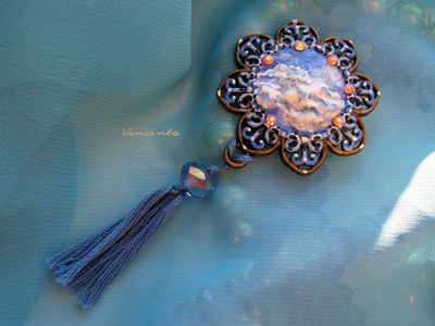 Брошь с небом и звёздами - "Небо Неверленда. От второй звезды направо и прямо до утра!"