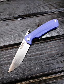 Фрикционный складной нож Микрос+ сталь AUS10, рукоять G10, цвет синий