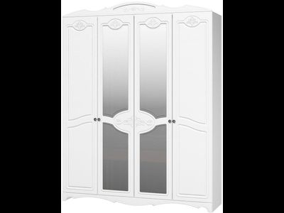 Шкаф распашной "Лотос" белый жемчуг ШР4  с 2 зеркалами (Браво мебель)