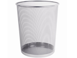 Корзина для бумаг, металлическая, серебристая (20л)