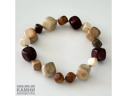 Микс деревянных бусин "Куб" разных цветов, цена за набор