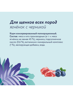 Florida (Флорида) влажный корм (консерва) для щенков с ягненком и черникой, 240 г