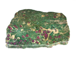 Корунд красный в фуксите, срез полированный, Индия (170*130*9 мм, 470 г) №25072