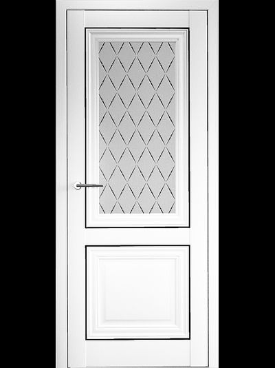 Дверь с молдингом и стеклом Спарта 2М белая