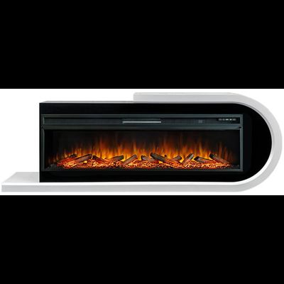 Линейный электрокамин Basel R белый с черным с очагом Vision 60 LOG LED