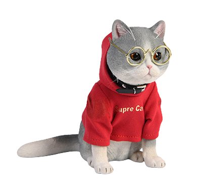 Котик в свитере и очках (серый) - Коллекционная ФИГУРКА 1/3 scale American Shorthair A (JXK061A) - JXK