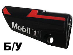 ! Б/У - Technic, Panel Fairing # 3 Small Smooth Long, Side A with White Mobil 1 Logo and Red Stripe Pattern Sticker - Set 42096, Black (64683pb059) - Б/У