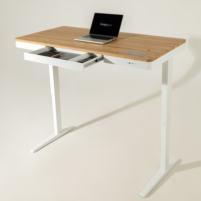 Умный стол 140×70 белый | массив дуба