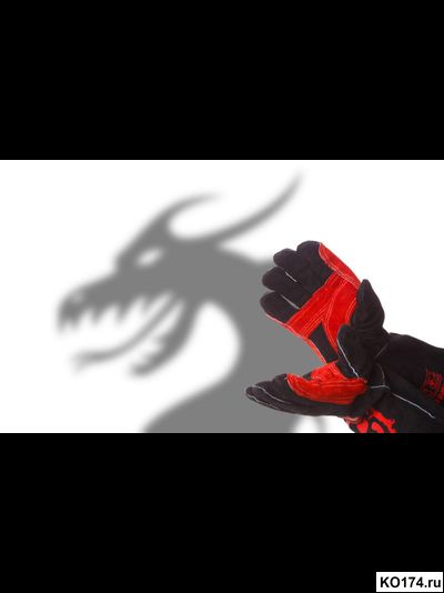 Краги спилковые черные Drago усиленные с подкладом, нить KEVMAX
