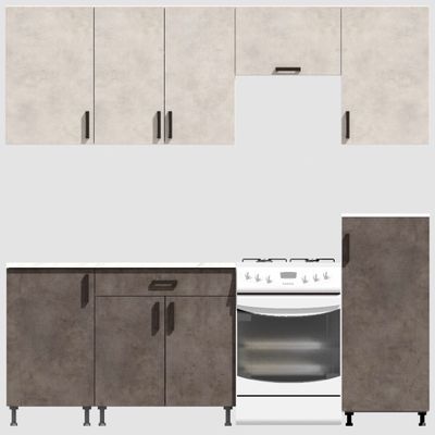 Кухня Эконом 1,8 метра с полуколонкой (1300х500) Цвет: Цемент светлый/Цемент темный