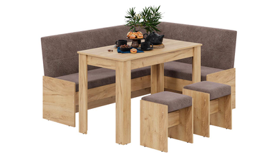 Кухонный уголок Пекин Дуб Крафт золотой/Микровелюр Duna Stone