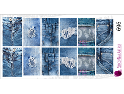 Слайдер дизайн 696 - Джинсы с дырками, кармашками и принтом