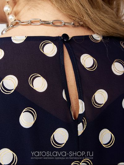 Шифоновое платье А-силуэта в синем цвете