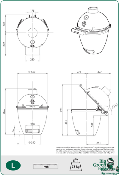 Гриль керамический BIG GREEN EGG Large, 117632