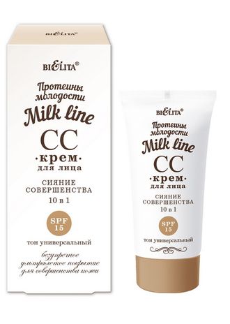 БЕЛИТА MILK LINE СС-крем для лица Сияние совершенства  10в1 SPF 15   30мл