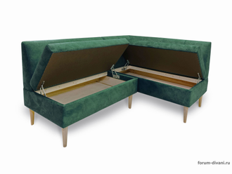 Кухонный Угловой диван "Форум-8Б" Стандартный Велюр, Зеленый, правый