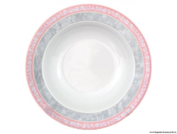 Тарелка глубокая 22 см; "Jana", декор "Серый мрамор с розовым кантом" 6шт