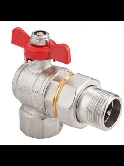 Кран-американка шаровый угловой полнопроходной с полусгоном (ручка-бабочка) внутренняя-наружная резь