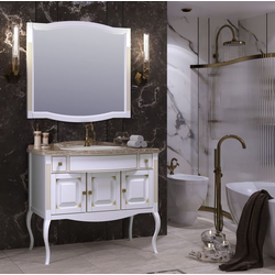 Мебель для ванной Opadiris Лаура 100 белый с бежевой патиной (мраморная столешница)