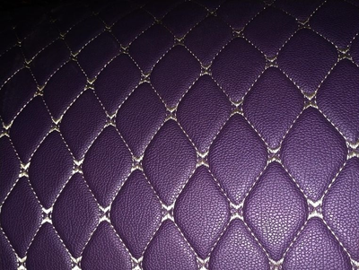 Коврики Премиум 3D фиолетовая экокожа с бежевой отстрочкой