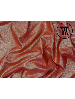 Трикотаж с  золотым напылением, цв. Красный