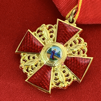 Орден Святой Анны 3-й степени, на колодке с  муаровой лентой. Полноразмерная копия LUX! Лот № 96.