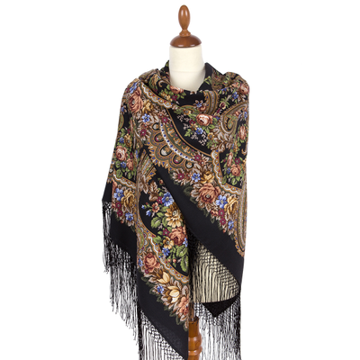 Павловопосадский платок Небесный 391-18