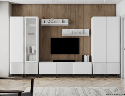 Рея комлект мебели для гостиной Белый с тиснением/Белый Снег