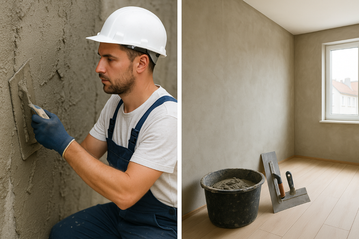 Нанесение цементной штукатурки М150 на потолок в квартире