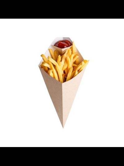 АКЦИЯ Упаковка-конус для картофеля (крафт/белая), 200*80*260мм