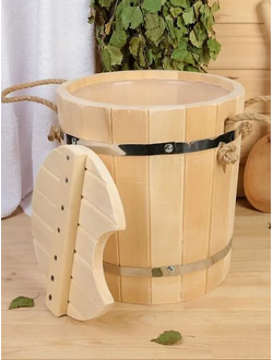 Запарник из липы, с пластиковой вставкой 18 л, с крышкой